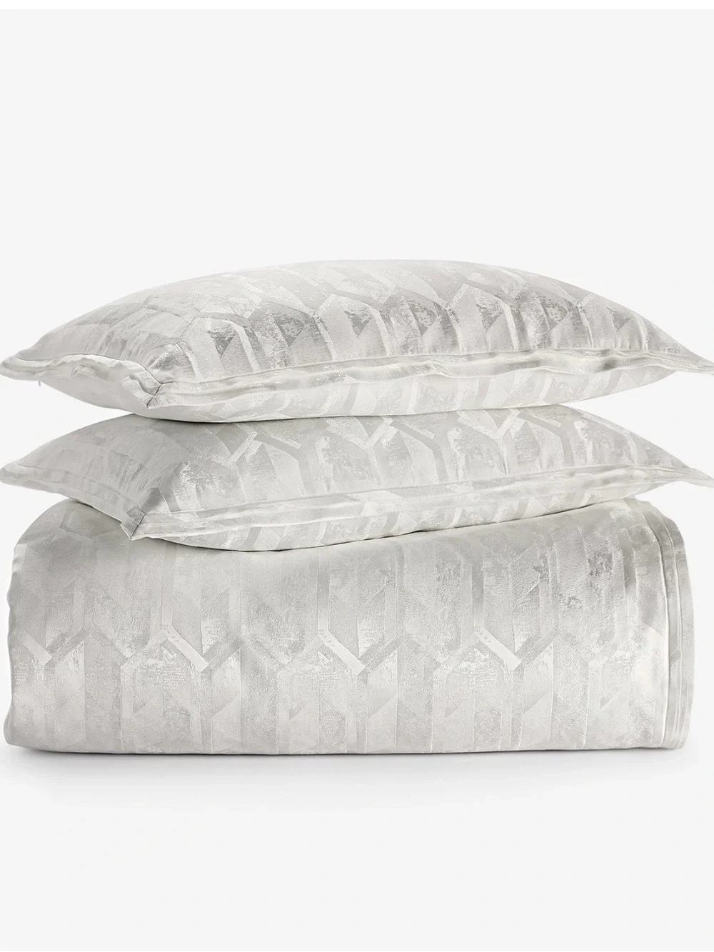 Hotel Collection Macy’s Tessera solid White damask Duvet Cover & Shams Set KING
